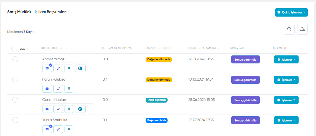 Hireinone candidates page screenshot